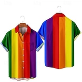 preiswerte Stolz-LGBT LGBTQ Regenbogenfahne Bluse / Hemd Regenbogen Grafik Für Herren Erwachsene Maskerade 3D-Druck Pride Parade Pride-Monat