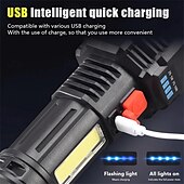 cheap Camping Lights-Super Birght USB Torch LED Flashlight 4 Modes LED Tactical Flashlight- High Lumens, Camping and Hiking Flashlight for Outdoor and Indoor Use