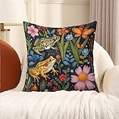abordables style animalier-Housse de coussin décorative en forme de grenouilles tropicales, 2 pièces, taie d&#039;oreiller carrée douce, pour chambre à coucher, salon, canapé, chaise