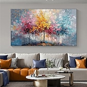 preiswerte Baumölgemälde-bunte Bäume Ölgemälde auf Leinwand große handgemalte Wandkunst abstrakte Wald Ölgemälde Wandkunst Landschaft Ölgemälde moderne Blumen Baum Gemälde für Wohnzimmer Wohnkultur Geschenk