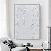 abordables Peintures Abstraites-peint à la main 3d texturé blanc peinture abstraite sur toile 3d texturé art mural boho moderne toile art salon décor pattle couteau peinture à l&#039;huile décor à la maison hôtel pièce d&#039;art