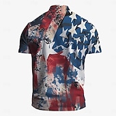  4. Juli 2026 250. Herren Amerikanische Flagge Veteranen Poloshirts Golfshirt Kurzarm Polo-Shirts Hemden mit Kragen Lässig Streetwear Urlaubskleidung Party-Outfits 3D-Druck Knöpfe Frühling & Sommer