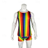 levne Pánské kostýmy-LGBT LGBTQ Duhová Karnevalový kostým Pyžama Dospělé Pánské Gay Pride Parade Měsíc hrdosti Plesová maškaráda Jednoduchý karnevalový kostým