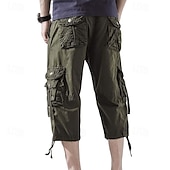 cheap Outdoor-Men's Capri Cargo Shorts Cargo Shorts Shorts Capri Pants Hiking Shorts Leg Drawstring 6 Pocket Plain Comfort Outdoor Daily Going out Fashion Streetwear Black Army Green