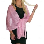 billige Sjal-Sjale Sjal til kvinner Glitter Glitrende Ermeløs Polyester Bryllup Wrap Med Dusk Til Bryllup Vår sommer