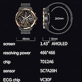 preiswerte Smartwatch-696 HK98 Smartwatch Fitness Tracker EKG PPG Bluetooth-Anruf Erinnerung Android iOS IP67 48mm 1.43&quot;