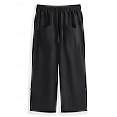 baratos Feriado-Homens Calção Shorts de linho Shorts de verão Shorts de praia Calças Capri Com Cordão Cintura elástica Bolso frontal Tecido Conforto Respirável Diário Feriado Para Noite Havaiana Boho Preto Branco