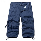 billige Klassisk-Herre Taktiske shorts Capri Cargo Shorts Cargoshorts Capri-bukser Shorts til turbruk Knapper Multi lomme عادي Anvendelig Kalv lengde utendørs Daglig Ut på byen Mote Klassisk Sjø blå Svart