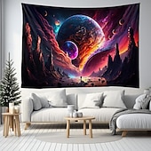 رخيصةأون Tapestries Blacklight-نسيج أسود يتفاعل مع الأشعة فوق البنفسجية ويتوهج في الظلام، حفلة مضيئة، شجرة نيون كون، قمر، مخدر، ضبابي، نسيج معلق، لوحة جدارية فنية لغرفة المعيشة