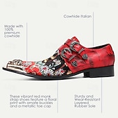 preiswerte Elementare Anzugschuhe-Herren Mönchsschuhe Abendschuhe Leder Italienisches vollnarbiges Rindsleder Rutschfest Schnalle Wein