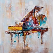 voordelige Abstracte schilderijen-piano olieverf handgeschilderde abstracte kunst geheugen rood piano schilderij muur kunst schilderij stilleven olieverf voor woonkamer slaapkamer ingang gewikkeld canvas klaar om schilderijen op te