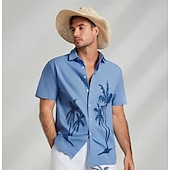 voordelige Heren Elite Overhemden-Voor heren Grafisch Tropische planten Overhemd Normaal shirt Hawaiiaans overhemd Korte mouw Hawaii Mode-casual Vakantie Dagelijks Hawaii Lente &amp; Herfst Revers Afdrukken blauw Groen Grijs