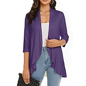 cheap Shawls-Shawls Women&#039;s Wrap Shrug Elegant Bridal 3/4 Length Sleeve Polyester Wedding Wraps With Pure Color For Party Spring &amp; Summer