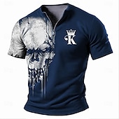 ieftine craniu și os-Bărbați Grafic Amuzant Față zâmbitoare Tricou Manșon scurt Tricou Tipărire 3D Cămașă Modă Designer Zilnic Negru Roșu-aprins Albastru piscină Primavara vara Îmbrăcăminte S M L XL XXL XXXL