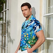 billige Ocean Print-Herre Landskap Tropisk Fisk Skjorte Hawaii skjorte Camp skjorte Kortermet Skjorte Aftæpning Mote Hawaiisk Designer utendørs Gate Avslappet Svart Navyblå Marineblå 3D-utskrift S M L