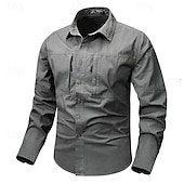 abordables Camisas de trabajo para hombre-Hombre Camisa Camisas de trabajo Camisa casual Abotonar la camisa Camisa cargo Negro Color Caquí Verde Ejército Gris Manga Larga Plano Cuello Vuelto Vacaciones Festivos Bolsillo delantero Ropa Moda
