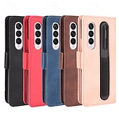 cheap Samsung Cases-Phone Case For Samsung Galaxy Z Fold 5 Z Fold 4 Z Fold 3 Wallet Case Kickstand with Pen Slot Holder Card Slot Retro TPU PU Leather