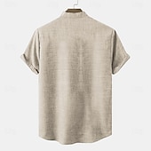 tanie Klasyczny-Męskie lniana koszula Koszula Henley koszule w stylu retro Koszula w stylu vintage Koszula etniczna Urlop Codzienny Zielony Khaki Beżowy Krótki rękaw Kołnierzyk chiński Lato Wiosna Odzież Druk 3D