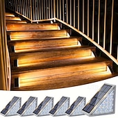 Недорогие Наземные огни-Солнечные фонари на террасе с датчиком движения, светильники для ступенек, водонепроницаемые уличные светильники для ступенек, автоматическое включение/выключение солнечных фонарей для ступенек, лестниц, крыльцо, двор, патио, дорожка, украшение