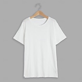お買い得  コットンリネンTシャツ-男性用 Tシャツ 半袖 クルーネック 夏 平織り ファッション クラシック 快適 クルーネック ストリート カジュアル スポーツ ブラック ホワイト ブルー メンズトップTシャツ