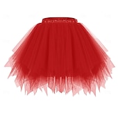 cheap Bottoms-1950s 1980s Rockabilly Short / Mini Petticoat Hoop Skirt Tutu Under Skirt Ballet Dancer Women&#039;s Carnival Costume Kings Day Halloween Carnival Performance Party Pride Parade Adults&#039; Skirt Spring