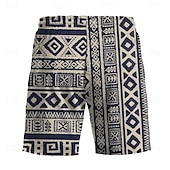 baratos Retro Vintage &amp; Ética-Homens Grade / xadrez Estampa Geométrica Calção Justo de Natação Shorts de Natação Bermuda de Surf Cintura Média Vintage Moda Designer Casual Diário Feriado Bolsos Com Cordão Cintura elástica Designer