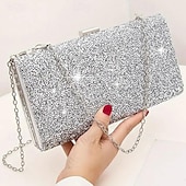 economico Clutch e borsette da sera-Per donna Tracolla Evening Bag Borsa da sera Poliestere 4 pezzi Feste Per eventi Con diamantini Catenina Tinta unica Argento