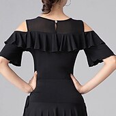 ieftine Topuri și seturi-Dans Latin Dans de Societate Leotard / Onesie Decupat Culoare Pură Despicare Pentru femei Performanță Antrenament Manșon scurt Înalt Poliester