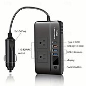 cheap Car Charger-200W Power Inverter for Car - DC 12V to 110V AC Converter with 3 USB Type-C and LED Display Screen Suitable for Cars/SUVs/Trucks