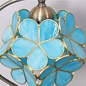 cheap Bedside Lamp-Sakura Tiffany Style Stained Glass Desk Lamp with Petal Lampshade Retro Pure Brass Base Switch Plug Decorative Desk Lamp AC100-240V Suitable for Study Bedroom Restaurant Coffee Table