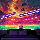 billiga Semestertapeter-uefa euro 2024 blacklight gobeläng uv reaktivt sken i mörkret majestätisk stadion fotboll trippy dimmigt hängande gobeläng väggkonst väggmålning för vardagsrummet sovrum