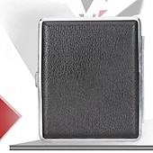 voordelige Rookgerei-leren sigarettenetui met elastische band, metalen frame, geschikt voor 20 sigaretten, beschermende houder voor handgerolde sigaretten