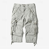 cheap Outdoor-Men's Capri Cargo Shorts Cargo Shorts Shorts Capri Pants Hiking Shorts Leg Drawstring 6 Pocket Plain Comfort Outdoor Daily Going out Fashion Streetwear Black Army Green