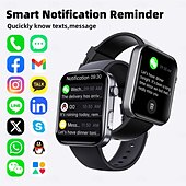 abordables Relojes inteligentes-F300 reloj inteligente para exteriores para hombres, reloj inteligente con llamada bluetooth para android ios ip67, relojes deportivos impermeables para fitness y música