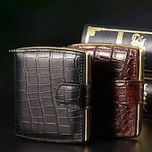 abordables Accessoires pour fumeurs-étui à cigarettes en cuir pour hommes, cadeau parfait, en stock, surface en cuir pu avec clips métalliques, support résistant à la pression, peut contenir 10 cigarettes