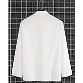 お買い得  ビジネスカジュアル-男性用 シャツ カジュアルシャツ コットンシャツ 平織り ハワイアン 祝日 ブラック ホワイト カーキ色 長袖 Band Collar 春 &amp; 秋 衣類 レースアップ