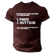 abordables T-shirt graphique pour hommes-Le T-shirt des hommes Réorganisez ces lettres pour former des mots T-shirt graphique à 100 % coton à manches courtes T-shirt graphique noir blanc vin confortable mode de vêtements