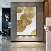 preiswerte Ölgemälde-handgemaltes gold-weißes 3D-Strukturgemälde, handgemachte Wandkunst, goldweißes abstraktes minimalistisches Gemälde, moderne abstrakte Leinwandkunst, weiß strukturierte goldene Wandkunst, neutrale