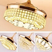 お買い得  シーリングファンライト-LED シーリングファン 48cm 1 ライト 調光可能 電気メッキ仕上げ モダン 北欧スタイル アウトドア ショップ カフェ リモコンでのみ調光可能