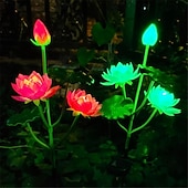 cheap Pathway Lights &amp; Lanterns-Solar Lotus Lantern - 7 Color Changing Waterproof LED Decorative Pathway Light for Garden, Courtyard, Lawn, Wedding and Festival Atmosphere 1PC