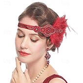 cheap Accessories and More-1920s The Great Gatsby Outfits Flapper Headband The Great Gatsby Wedding Guest Collarless Women&#039;s Halloween Carnival Masquerade Party Masquerade Wedding Reception Adults&#039; Gloves Necklace Earring All
