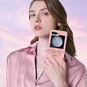 levne Pouzdra pro Samsung-telefon Carcasă Pro Samsung Galaxy Z Flip 6 Z Flip 5 Z Flip 4 Z Flip 3 Zadní kryt Slot pro kartu Prstencová spona Nárazuvzdorné Retro TPU Kov PU kůže
