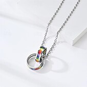 preiswerte Pride Parade Dezember-Stolz regenbogen flagge doppel ring titanium stahl halskette kamerad ziehen sechs farbe doppel ring anhänger