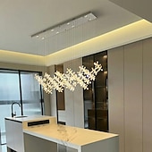 baratos Candelabros de Cristal-Lustre led branco quente 100cm 8 luzes design exclusivo lustre de flor de cristal restaurante luxo arte italiana bar ilha candeeiros de mesa criativo metal sala de jantar 110-240v