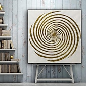 cheap Abstract Paintings-Hand Painted Modern Canvas Circle Gold Foil Abstract Pattern Nordic Abstract Wall Art Home Decor Module Living Room Nordic Home Decor Painting Home Decor Stretched Frame Ready To Hang Or No Frame