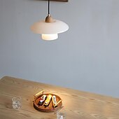 cheap Pendant Lights-LED Pendant Light  Kitchen Island Pendant Lamp 1-Light 28 cm Single Design Glass Wood Painted Finishes Modern Nordic Style Bedroom Dining Room 110-240V
