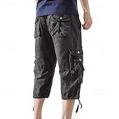 cheap Outdoor-Men's Capri Cargo Shorts Cargo Shorts Shorts Capri Pants Hiking Shorts Leg Drawstring 6 Pocket Plain Comfort Outdoor Daily Going out Fashion Streetwear Black Army Green
