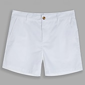 economico Classico-Per uomo Shorts Shorts di Lino Pantaloncini Estivi Tasca Frontale Tinta unica Comodità Traspirante Corto Casuale Quotidiano Vacanza Moda Nero Bianco Inelastico
