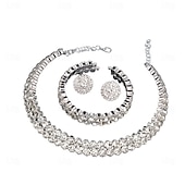 levne Sady šperků-Svatební šperky Soupravy 3 Umělé diamanty 1 x náhrdelník 1 x náramek Náušnice Dámské Elegantní Sladký Půvab Klasika láska Drahocenný Sada šperků Pro Svatební Dar