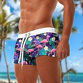 cheap Animals &amp; Birds-Men&#039;s Flamingo Bird Swim Trunks Swim Shorts Board Shorts Mid Waist Fashion Designer Surfing Holiday Beach Pocket Drawstring Elastic Waist Designer Clothing Apparel